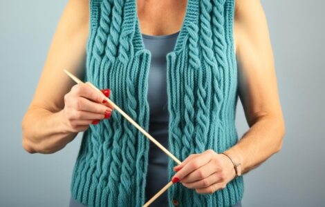 modèle de gilet sans manche à tricoter avec explication